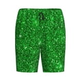 thumbnail image 4 of Naloa Green Glitter Men's Short Pajama Pants, Lounge Comfort Shorts with Elasticized Waistband and Side Pockets - 4X-Large, 4 of 9