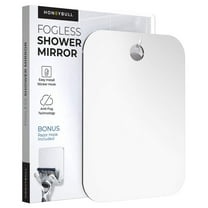 HONEYBULL Fogless Shower Mirror with Razor Holder - Large 8x10in Anti Fog Flat Mirror for Shaving and Bathroom