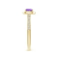 thumbnail image 3 of ANGARA Natural Classic Cushion Amethyst Ring with Diamond Halo in 14K Yellow Gold for Women (Size-5mm) | February Birthstone, Birthday, Anniversary, Jewelry Gift for Women | Natural Amethyst Ring, 3 of 8