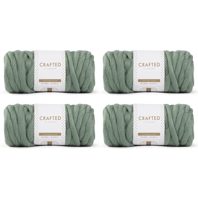 Crafted By Catherine Roving Yarn - 4 Pack, Sage, Gauge 6 Super Bulky