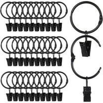 36pcs Openable Curtain Rings with Clips, Heavy Duty Metal Decorative Curtain Clips Rod Hangers Door Curtain and Shower Curtain Rings