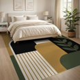thumbnail image 3 of ODIKA 8'x10' Ultra-Soft Area Rug, Green Beige Geometric and Botanical Elegant Abstract Shapes with Leaf Motifs Washable, Bare feet friendly, Silk-Touch for Bedroom, Under Sectional, 3 of 7
