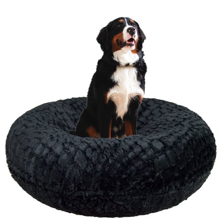 Bessie and Barnie Signature Serenity Black Luxury Extra Plush Faux Fur Bagel Pet/ Dog Bed