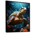 thumbnail image 2 of Designart "Fantastical Sea Turtle" Animals Turtle Floater Framed Wall Decor, 2 of 5