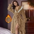 thumbnail image 4 of Ccpelsie Womens Robe Plush Fleece Long Bath Robe for Women Fluffy Soft Women's Fall Winter Bathrobe with Pockets(Khaki,M), 4 of 9