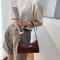 thumbnail image 3 of FunnyBeans Bag Crocodile Effect Retro Faux Leather Classic Clutch Shoulder Purse Handbag for Women (Dark Brown), 3 of 9