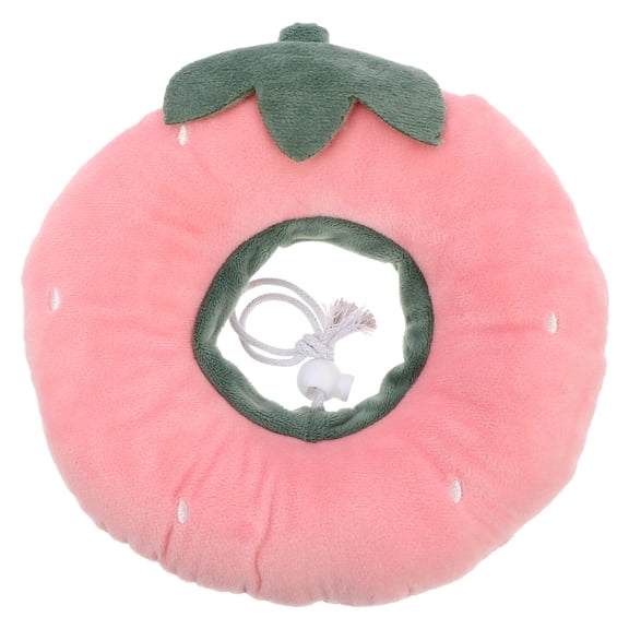 LEORX Adorable Strawberry Shaped Cat Recovery Collar Soft Plush Pink Cone for Pet Healing and Photo Fun