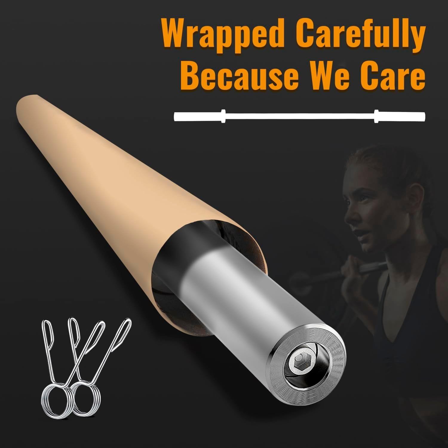 Dkelincs 7ft Olympic Barbell Bar Solid Chrome Weightlifting Barbell with 2 Spring Collars, 700 lbs Capacity