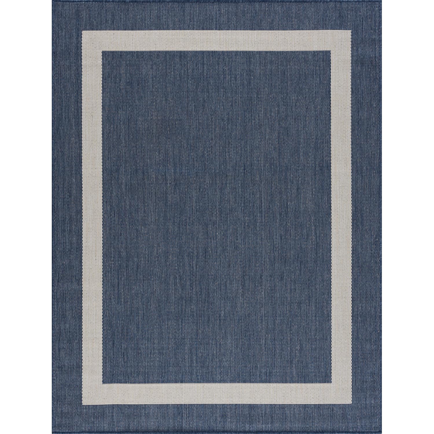 Outdoor Rug 5x7  Modern Outside Rugs For Patios Porches Waterproof Durable Washable Non-shedding Easy-to-clean Indoor Area Carpet (5 X 7 Bordered - Blue/white)