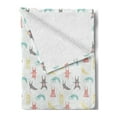 thumbnail image 2 of Rabbit Soft Flannel Fleece Blanket, Cartoon Style Composition of Bunnies Doing Yoga Poses on Abstract Design Background, Cozy Plush for Indoor and Outdoor Use, 70" x 90", Multicolor, by Ambesonne, 2 of 5