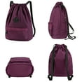 thumbnail image 2 of Vbiger Men Women Drawstring Backpack Chic School Shoulders Bag Classic Travel Drawstring Bag Trendy Drawstring Sackpack Casual Outdoor Daypack, Purple, 2 of 9