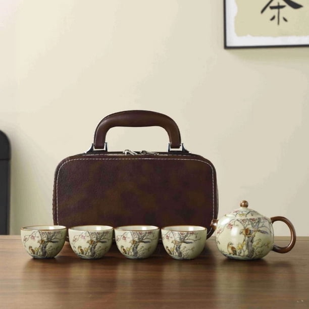 Ru ware Xishi teapot, one teapot and four cups gift box tea set, complete tea set