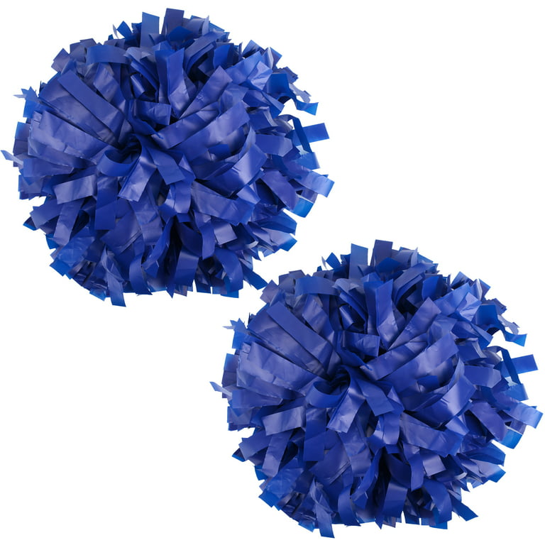 Plastic Cheer Pom Poms Cheerleading Cheerleader Gear 2 pieces one pair poms(Royal  Blue/White) 