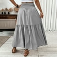 thumbnail image 5 of MIXUE Skirts For Women Summer Solid Color Elastic High Waist A Line Elegant Maxi Skirt Outwear,Gray,L, 5 of 7