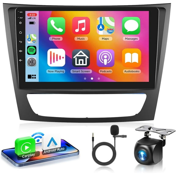 2G 64G for Mercedes Benz E Class W211 E200 CLS W219 2002-2009 Car Radio with Wireless Carplay/Android Auto, 9 Inch Touch Screen Stereo, Bluetooth, GPS, SWC  Backup Camera