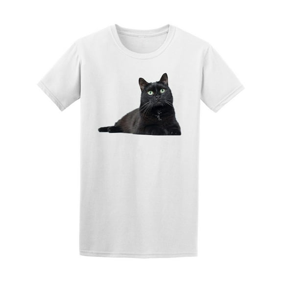 Studio Portrait Black Cat Lying T-Shirt Men -Image by Shutterstock, Male 4X-Large