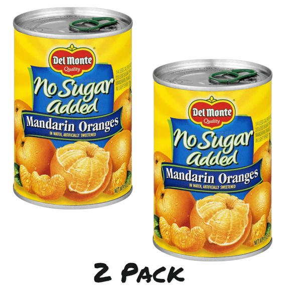 ( 2 Pack ) Del Monte No Sugar Added Mandarin Oranges, Canned Fruit, 15 oz Can