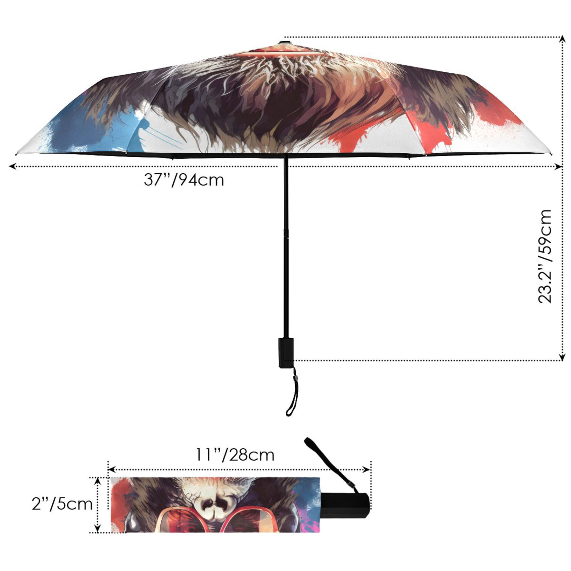 Cool Gorilla and Sunglasses Compact Sun Umbrella Windproof Travel Umbrellas for Rain Strong Portable UV Protection