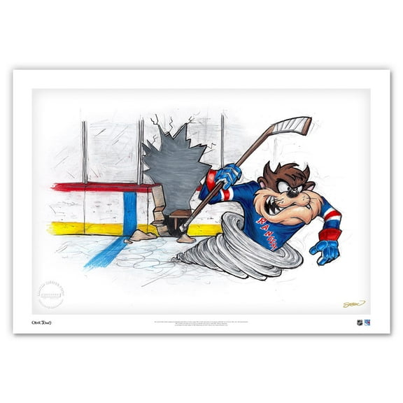 Tasmanian Devil New York Rangers 24" x 36" Looney Tunes Fine Art Print - Limited Edition