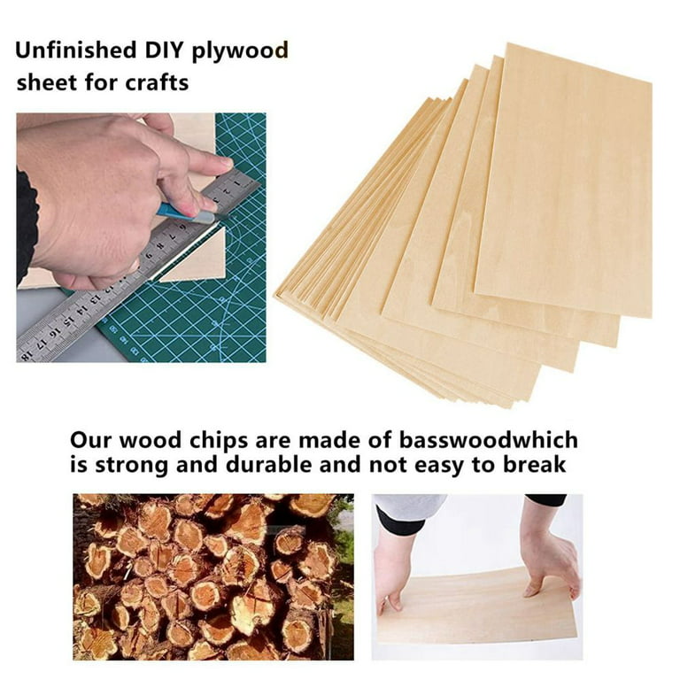Craftiff CRAFTIFF Plywood Board Basswood Sheets 1/16 inch, Thin Natural  Unfinished Wood for Crafts, Hobby and Model Making â