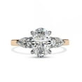 thumbnail image 2 of Three Stone Engagement Ring for Women | Center 9x6mm Oval Cut Lab Created Moissanite Promise Ring in 10K Solid Rose Gold Jewelry Gift for Her, Ring Size 9, 2 of 6