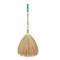 SN SKENNOVA 32-Inch Grass Broom with Bamboo Handle for Indoor and Outdoor Use, 1 Count