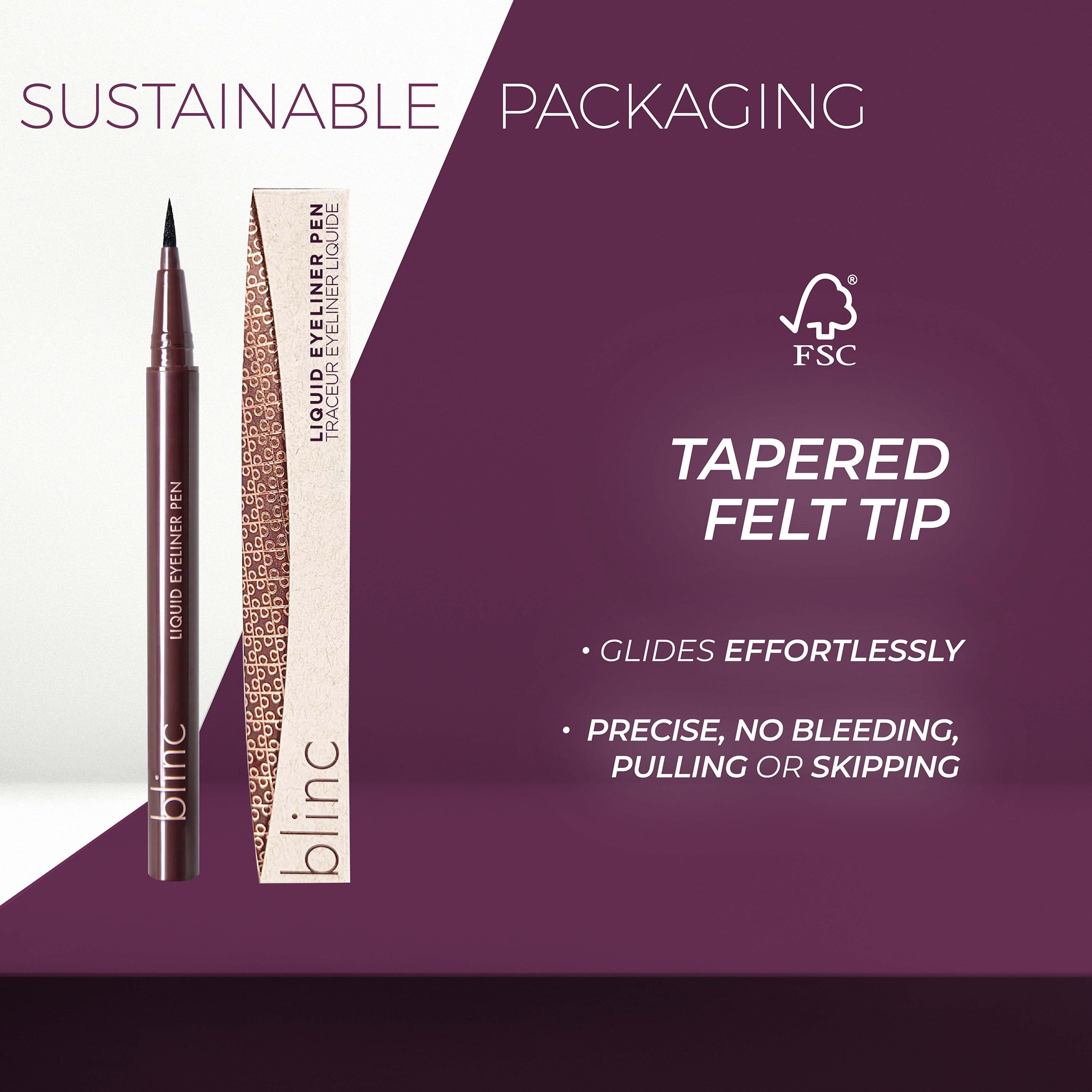 Blinc Tubing Liquid Eyeliner Pen | Soft Black Semi-Matte Finish | Tappered Felt Tip | Water Resistant & Ultra-Longwear | Easy Tubing Technology Removal | Vegan & Cruelty-Free | 0.5 ml / 0.017 fl.oz
