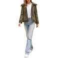 thumbnail image 2 of Abrigo de invierno de piel sintética para mujeres, cálido, grueso, forrado de piel, chaqueta de cuero sintético XL marrón oscuro, 2 of 6