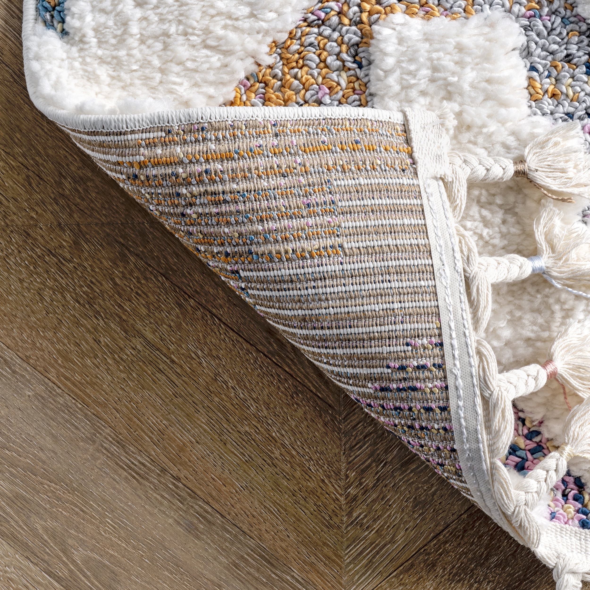nuLOOM Rumi High-Low Chevron Kids Tassel Area Rug, 3' x 5', Ivory