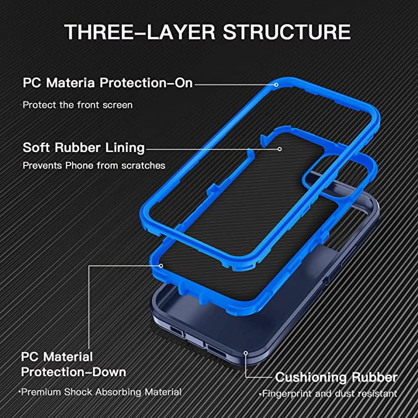 iPhone 11 Pro Heavy Duty Case {Shock Proof-Shatter Resistant -3 Layer Rubber- Compatible for iPhone 11 Pro } Color Blue - By Entronix - image 3 of 7