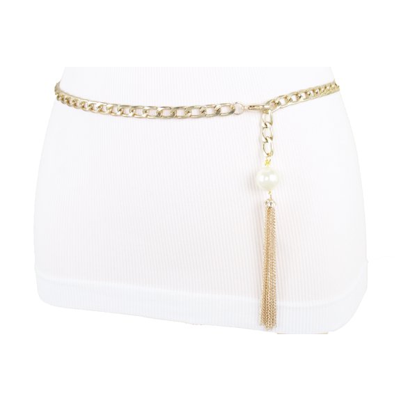Women Gold Metal Chain Tassel Fringe Charm Fashion Belt XL XXL