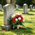 thumbnail image 4 of Artificial Cemetery Flowers with Vase, Set of 2 Rose Lily Bouquet Graveyard Memorial Flowers, Fade-Resistant All-Weather Grave Flowers for Cemetery Headstones Decoration, 4 of 5