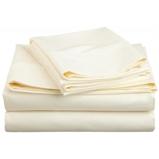 Ensemble de Feuille Solide Riche en Fil de Coton 600 Grand-Ivory