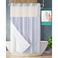 thumbnail image 2 of No Hook Shower Curtain with Snap in Liner, Purple Gray Gradient Geometric Color Block Hotel Shower Curtains for Bathroom, Washable Shower Curtain Liner Set with Mesh Top Window, 54"x78", 2 of 6
