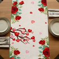 thumbnail image 5 of Table Runners 90 Inches Long Dress Scarves, Valentine's Day Farmhouse Coffee/Dining/Kitchen Table Runner for Living Room, Cute Gnomes Red Love Rose Trees Romantic 13x90 Inch, 5 of 9