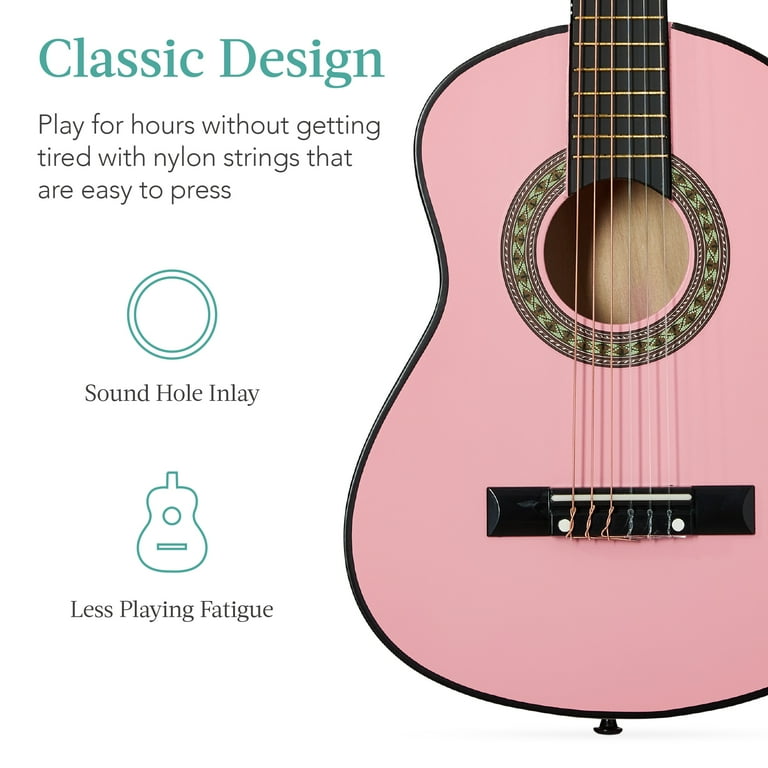Best Choice Products 30in Kids Acoustic Guitar Beginner Starter Kit with Tuner Strap Case Strings Pink
