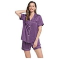 thumbnail image 4 of Cooling Pajamas Shorts Set Lightweight Button Down Women Summer Ultra Soft Stretchy Silk Sleepwear, 4 of 7