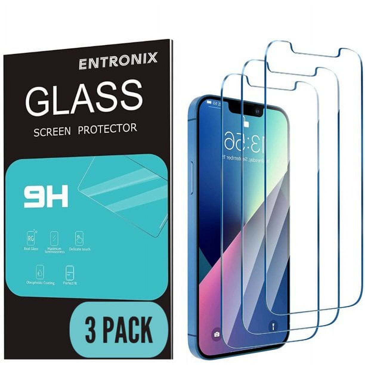 Entronix Screen Protector Compatible with iPhone 12 / iPhone 12 Pro, Clear Tempered Glass, 3-Pack