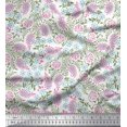 thumbnail image 1 of Soimoi Crepe Silk Fabric Leaves,Floral & Paisley Block Printed Craft Fabric by The Yard 42 Inch Wide, 1 of 3