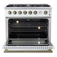 thumbnail image 2 of Marco 36-Inch Gas Range White & Antique Brass Design, 6 Burners 67,000 BTU, 5.36 cu.ft. Convection Oven, 2 of 5