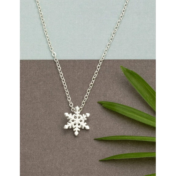 Silvertone Snowflake Pendant Necklace