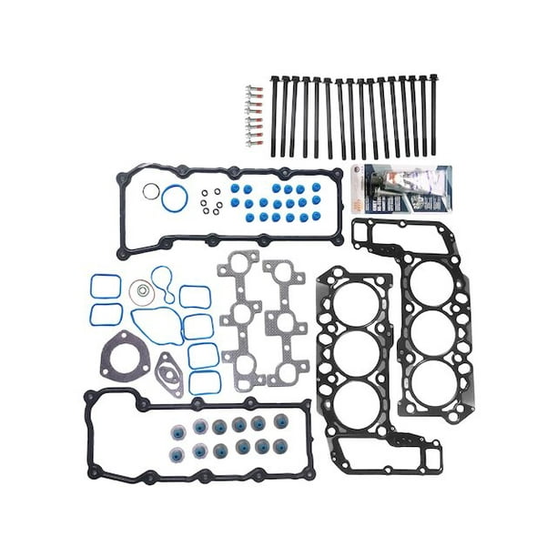 Upper and Lower Cylinder Head Gasket Set with 24 Head Bolts, Valve Cover Gaskets, Valve Stem