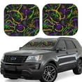 thumbnail image 2 of Bingfone Neon Mardi Gras Windshield Sun Shade 2-Piece Foldable Car Front Window Sunshade For Most Sedans Suv Truck - Auto Sun Blocker Visor Protector Blocks Max Uv Rays - Large, 2 of 7