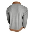 thumbnail image 5 of RongHuan Mens Corduroy Sweatshirt Winter Fleece Lined Stand Collar Pullover Color Block Long Sleeve Button Up Sweatshirts, 5 of 8