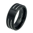 thumbnail image 2 of 8MM Comfort Fit Titanium Wedding Band Brushed Black Beveled Edge Double Cable Inlay Titanium Ring (Size 6 to 12), 2 of 2