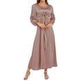 thumbnail image 2 of Biezeib Women's Fall Midi Dress Long Sleeve Tie Knot Front Solid Color Satin Dress Long Flowy Dress, 2 of 6