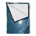 thumbnail image 2 of Nautical Soft Flannel Fleece Blanket, Detailed Illustration of Nocturnal Adventure Island with Anchored Pirate Ship and Moon, Cozy Plush for Indoor and Outdoor Use, 60" x 80", Blue, by Ambesonne, 2 of 5