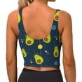 thumbnail image 4 of Uemuo Avocado in Space Pattern Women's Sports Bra - High Impact Support, Breathable, and Comfortable Athletic Bra for Running, Yoga, and Workouts, 4 of 9
