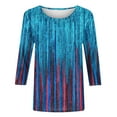 thumbnail image 5 of Womens Tops Plus Size 3/4 Sleeve Round Neck Print Casual T-shirt Multicolor M, 5 of 5