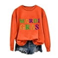 thumbnail image 2 of Cavosen Mardi Gras Women's Tops and Blouses 3/4 Sleeves Carnival Letter Graphic Print Shirts Crewneck Party Holiday Blouse Loose Trendy Festival Tops Dressy Party Funny Tees Orange S, 2 of 3